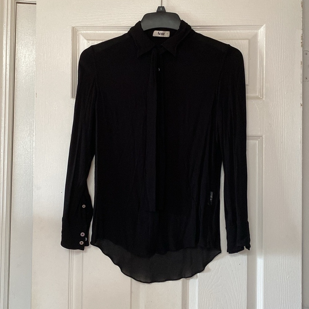 ACNE Gothic Goth Neck Tie Sheer Button Up Down Blouse
Detachable tie - Picture 2 of 14